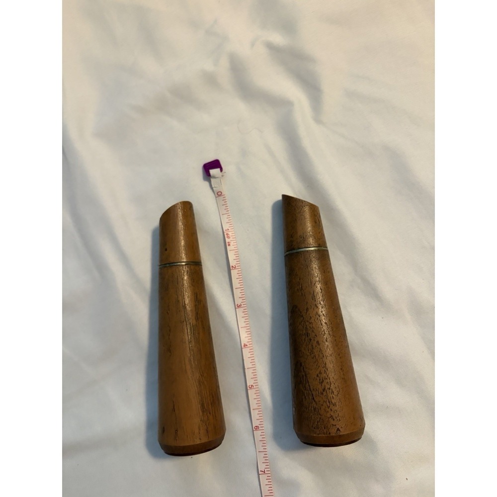 Vintage Salt and Pepper Shakers MCM Tapered Wood Brown Mid Century Modern - Picture 3 of 6